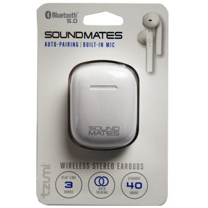 Tzumi Sound Mates Wireless Bluetooth Earbuds in White