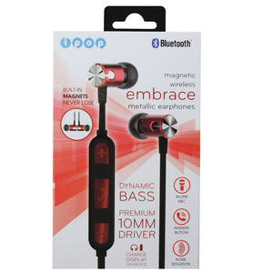 iPop Embrace Red Bluetooth Earphones with Case